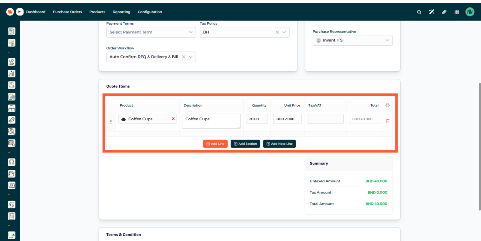 Step 2 - Create Purchase Order