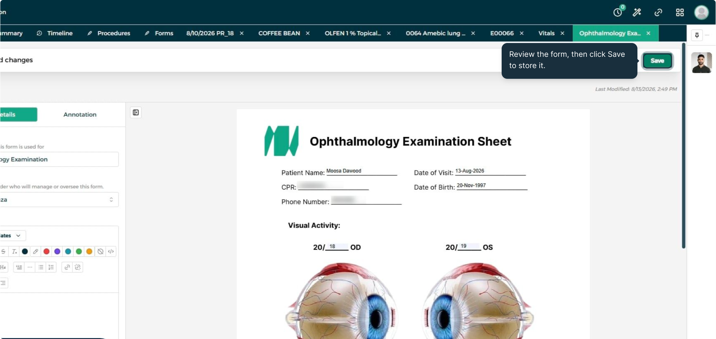 Step 2 - Review and Save the Form