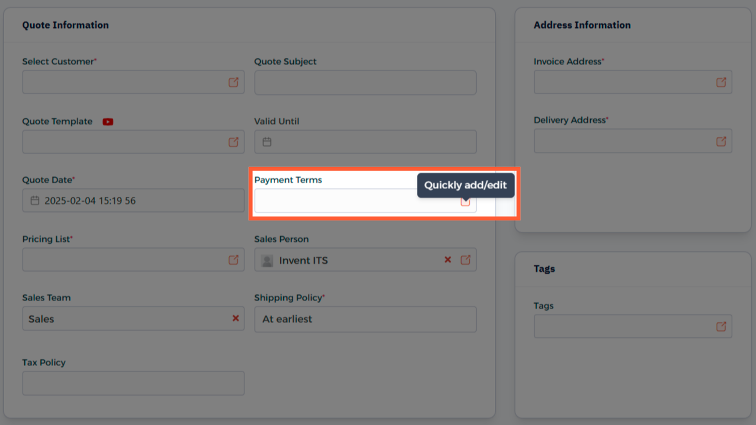 Step 1 - Quick Add from Transaction