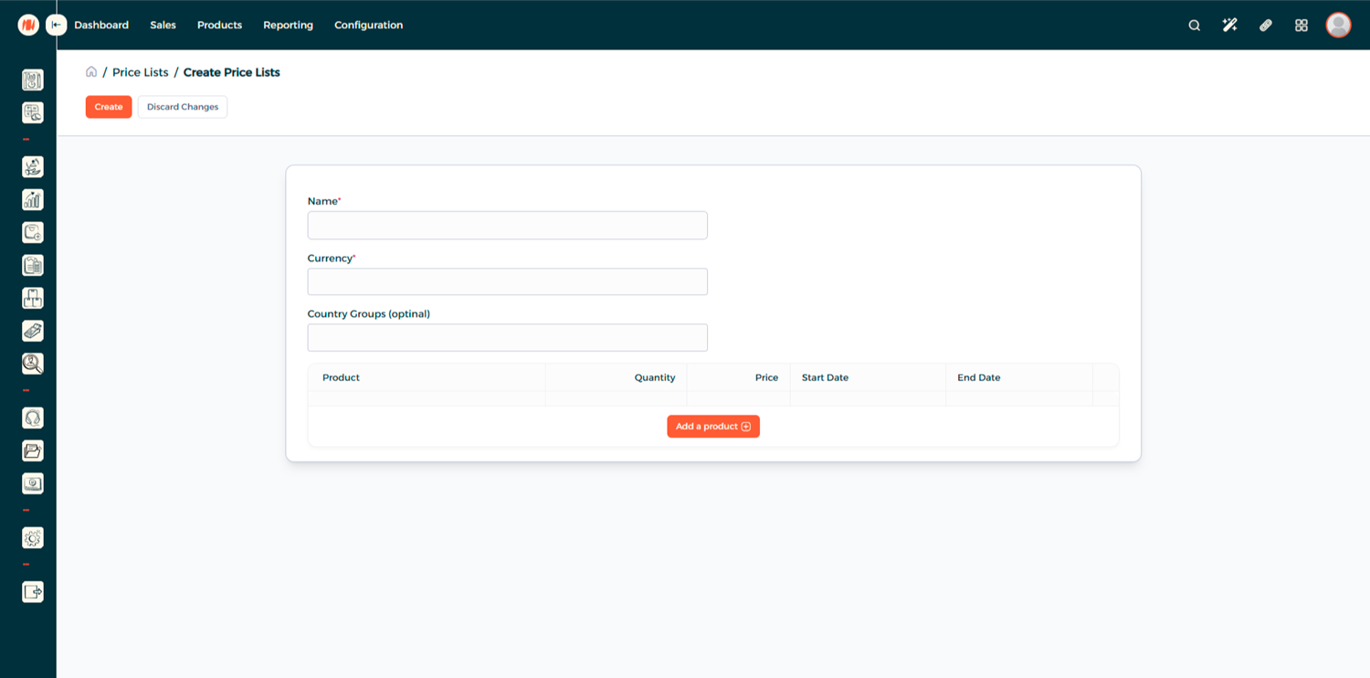 Step 2 - Create New Price List