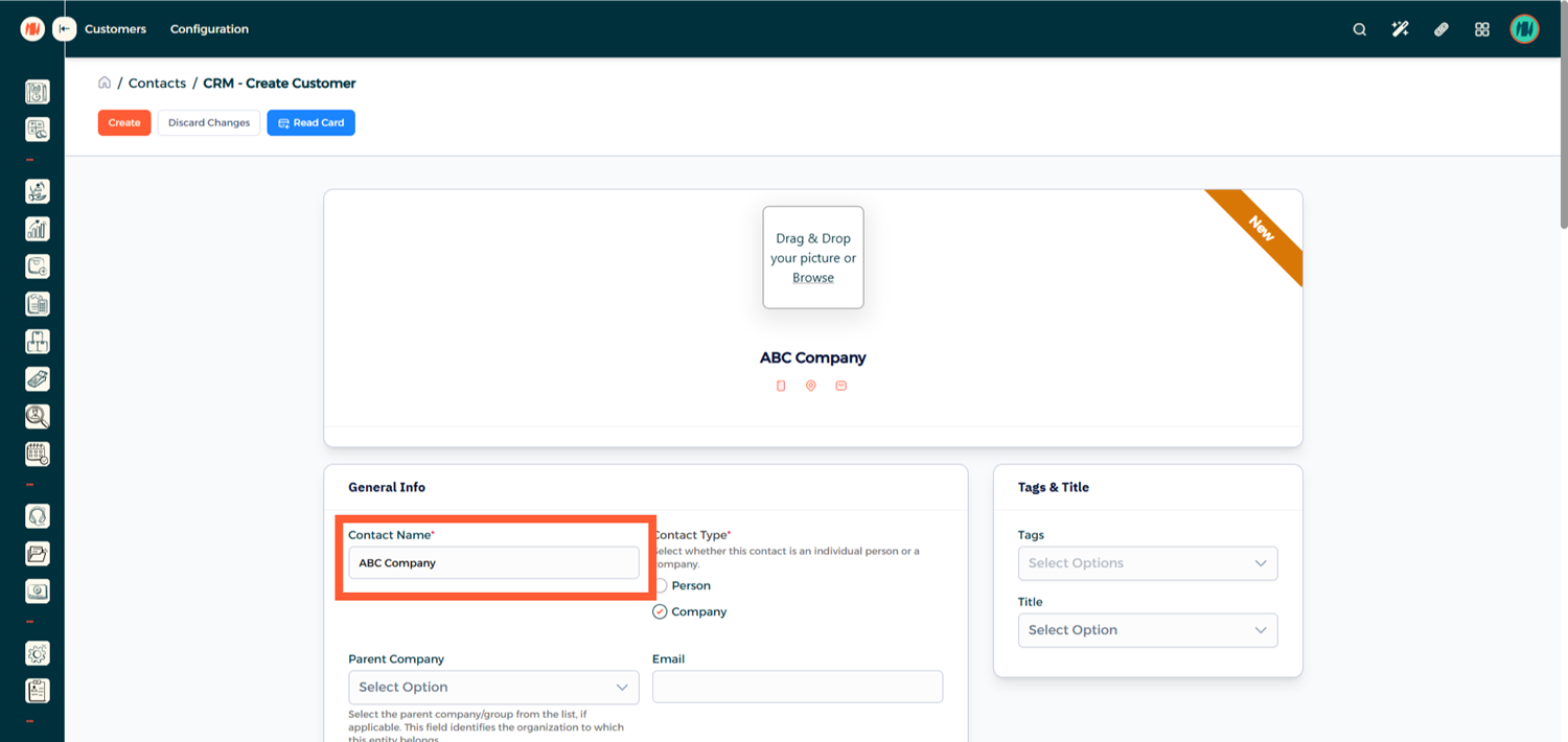 Step 2 - Create New Customer